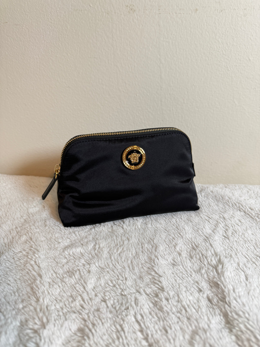 Versace Black Medusa Medallion Zip Pouch