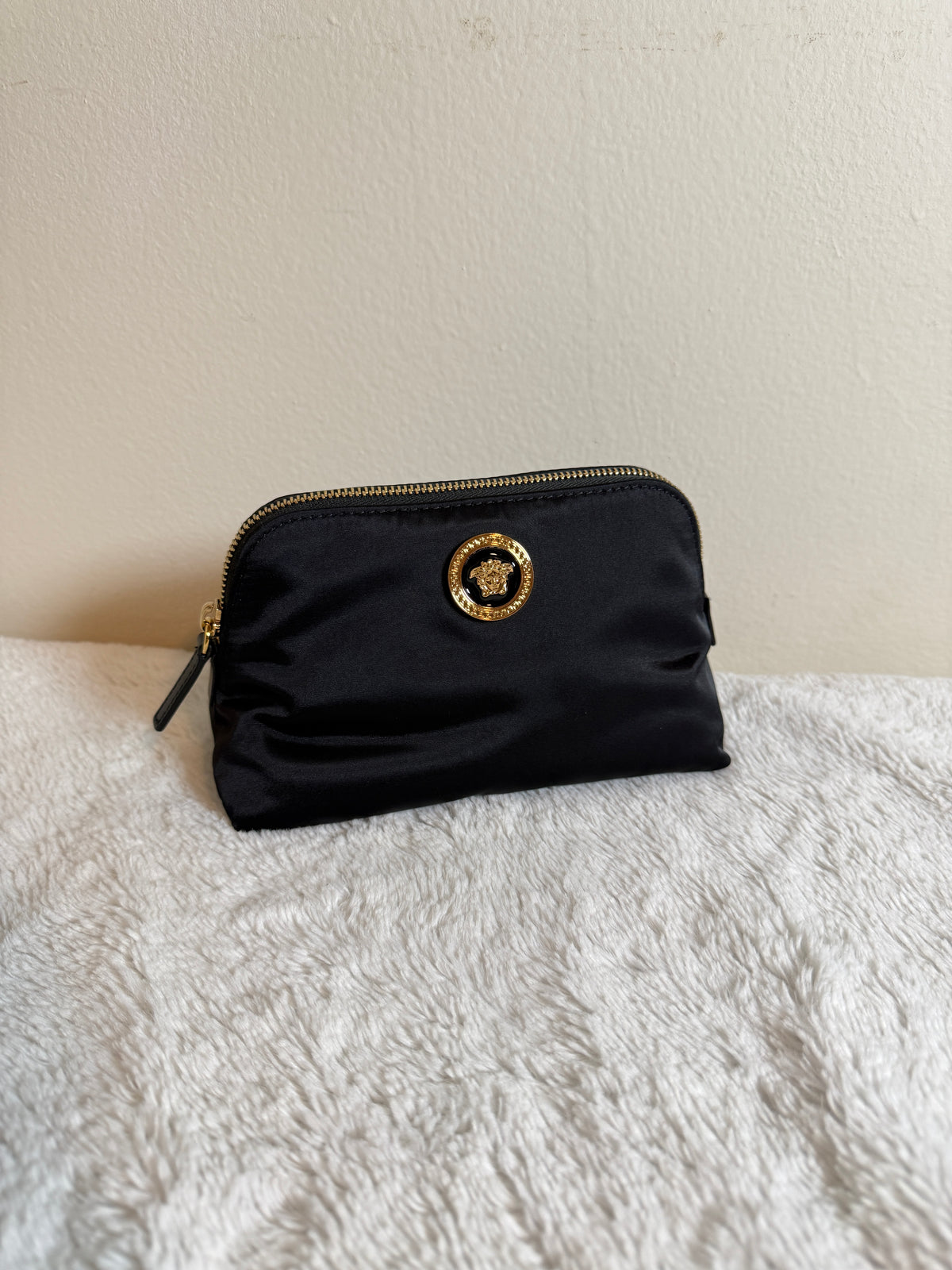 Versace Black Medusa Medallion Zip Pouch