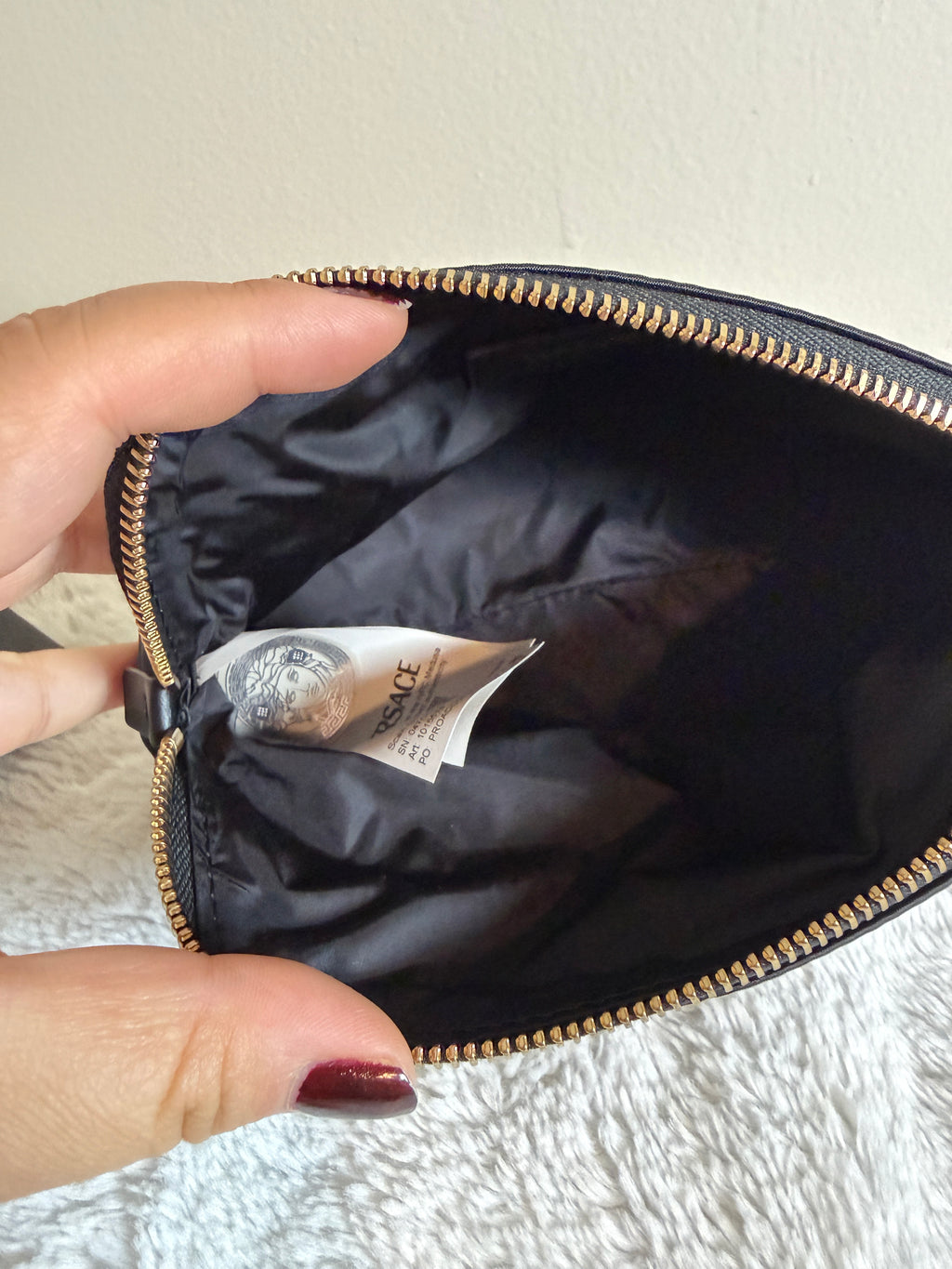 Versace Black Medusa Medallion Zip Pouch
