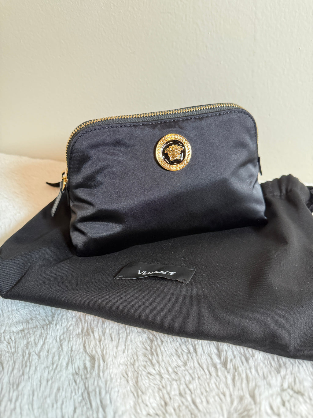 Versace Black Medusa Medallion Zip Pouch