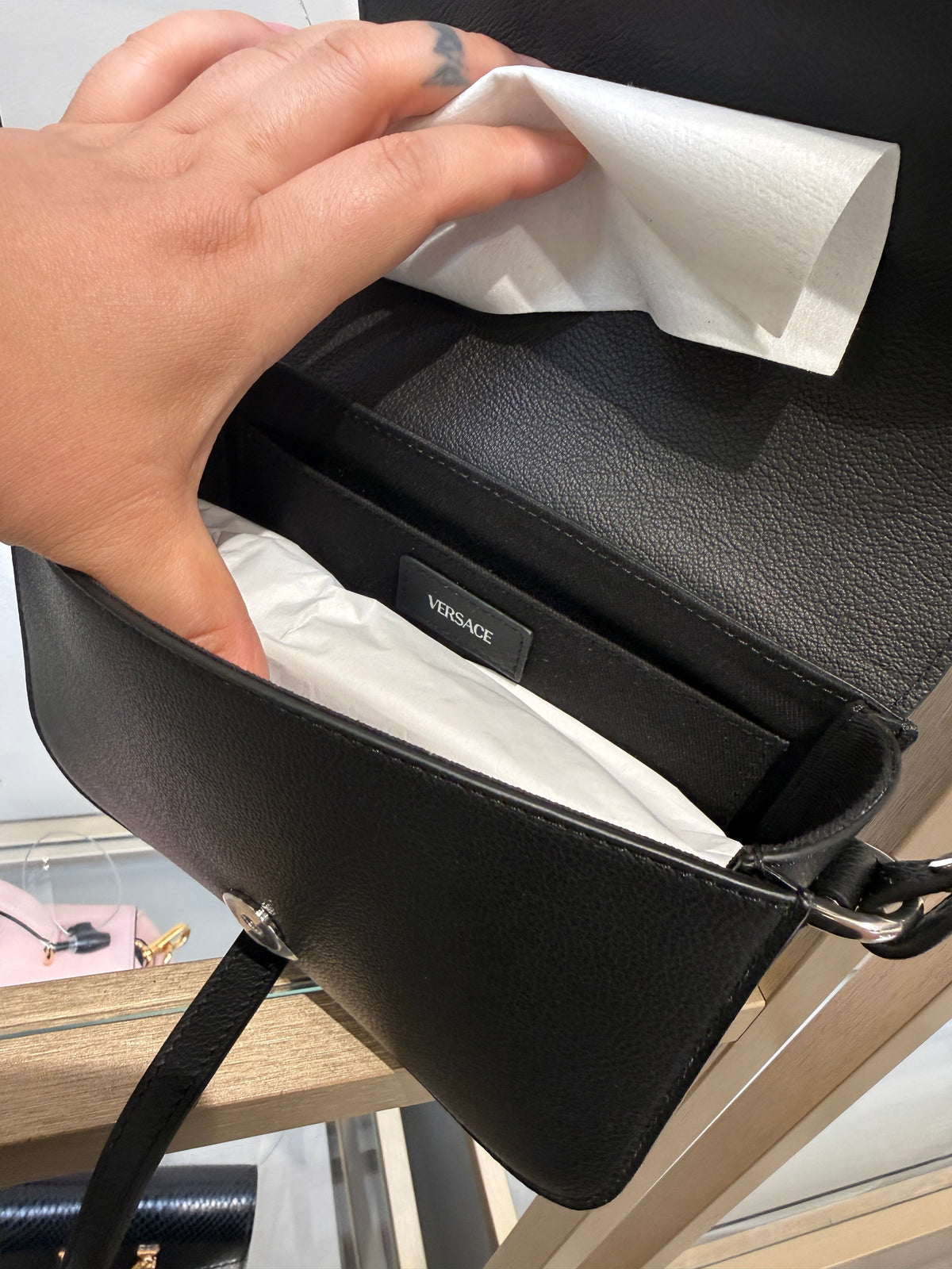 Versace Black Leather La Medusa Crossbody Bag