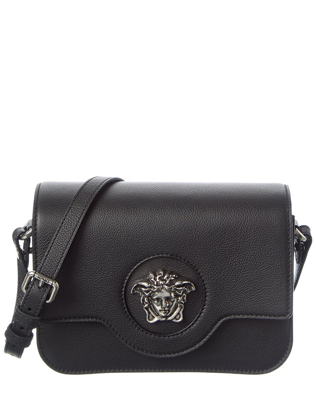 Versace Black Leather La Medusa Crossbody Bag