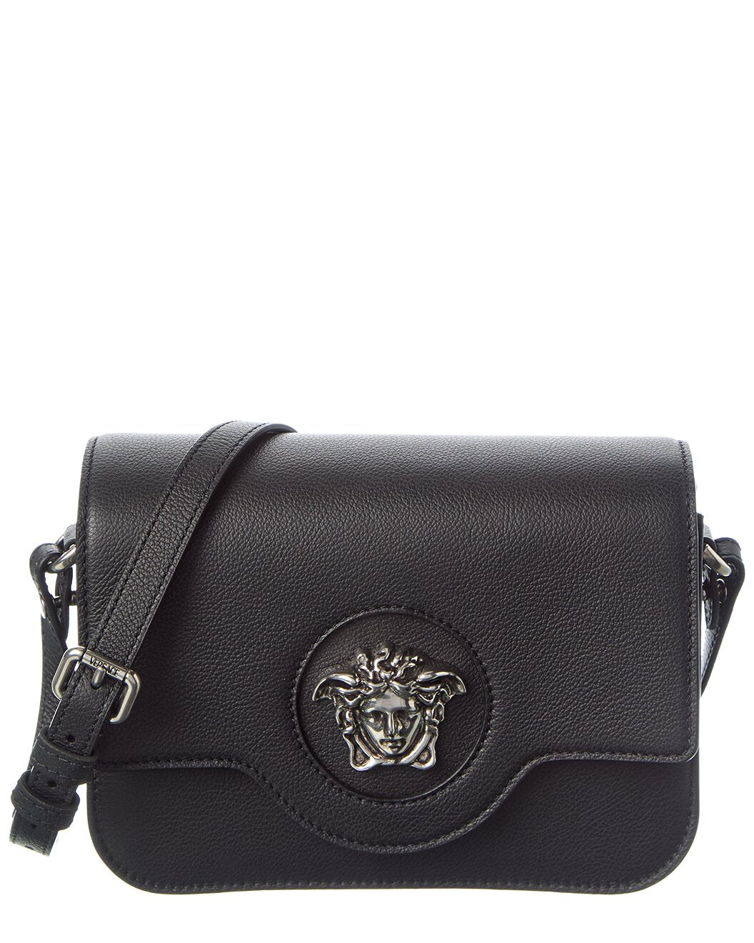 Versace Black Leather La Medusa Crossbody Bag