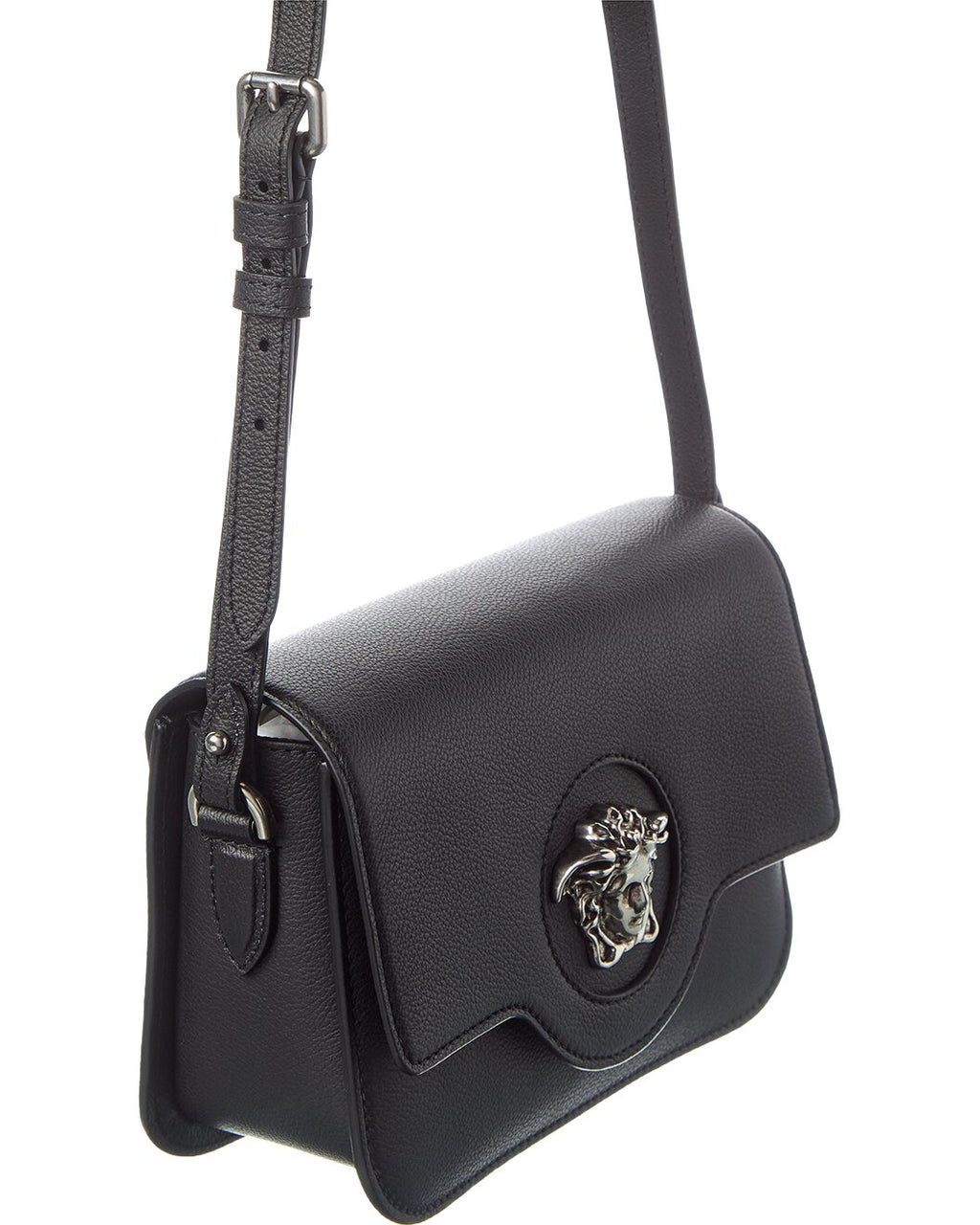 Versace Black Leather La Medusa Crossbody Bag